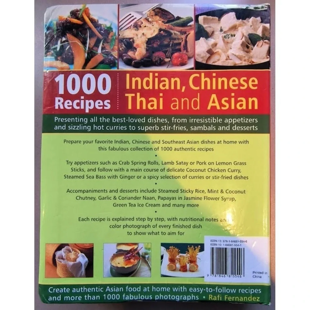 1000 Indian Chinese‎ Thai and Asian Recipes Cookbook Laminated Paperback
